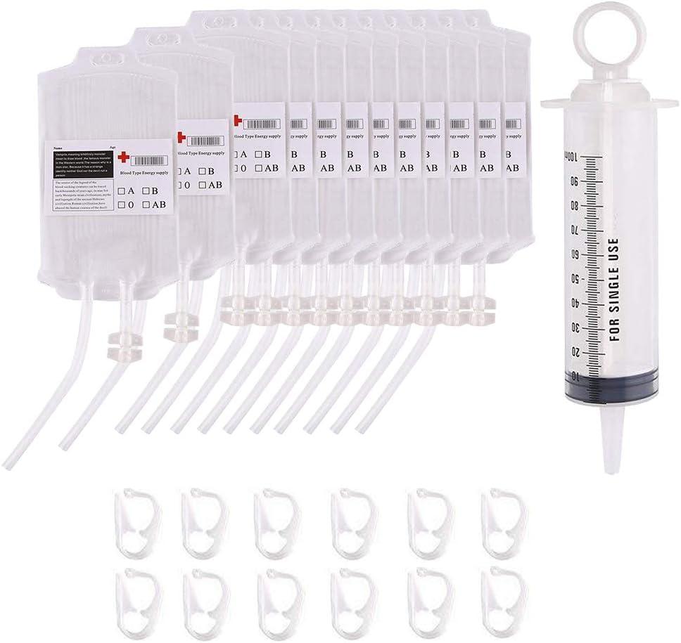 Blood Bag for Drinks  12 Pieces IV Blood Bags/Container 15 Fl Oz /450ml for Halloween Zombie Party Favors, Nurse Decorations, Gag Gift