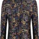 COOFANDY Men's Floral Tuxedo Jacket Luxury Embroidered Stylish Suit Blazer Jacket for Wedding Party Dinner (Large, Butterfly-black)