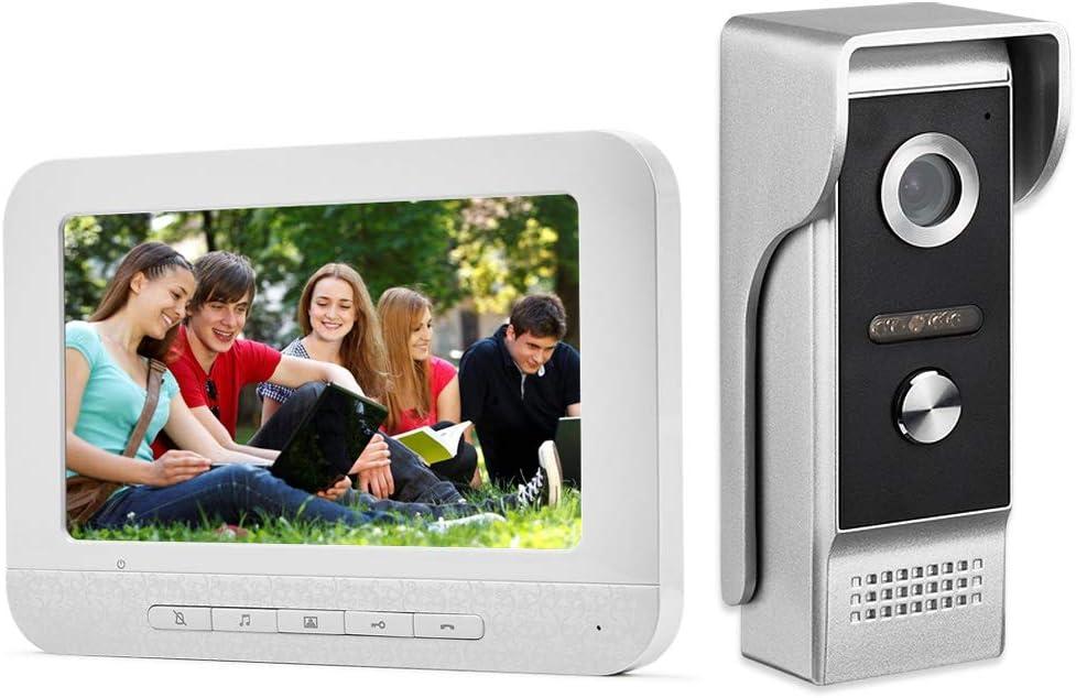 AMOCAM Video Intercom System, 7 Inch Monitor Wired Video Door Doorbell Kit, Outdoor IR Camera Door Intercom, Support Monitoring, 2-Way Audio Unlocking for Home