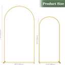 Wedding Arch Backdrop Stand Set of 2 (7.3FT/6FT), Gold Metal Arch Backdrop Stand,Balloon Arch Stand for Wedding Ceremony Baby Shower Outdoor Indoor Birthday Party Graduation Decoration,Gold