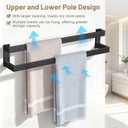 Matte Black Double Towel Bar,32 Inch Towel Rack for Bathroom Stainless Steel Towel Holder Wall-Mounted Bathroom Hardware Accessories