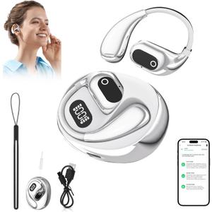 2 x AI Translation Earbuds Real Time, 3-in-1 Translator Earbuds 144 Languages & Accen, Openair 5 OWS Translation Wireless Bluetooth Earphones, 3-in-1 Open Air Traductor fit iOS & Android (White)