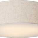 CALOKES 18-Inch Large Flush Mount Ceiling Light Fixture with Fabric Shade, Modern Drum Closed to Ceiling Lighting for Living Dining Room, Bedroom, Kitchen, Foyer - Farmhouse 3-Light Lamp & Chandelier