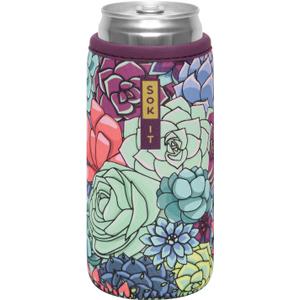 Sok It CanSok Sleeve for Beer & Soda Insulated Neoprene Cover (Succulents, 12oz Slim Can Sleeve)