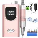 Kredioo Nail Drill, 35000RPM Nail Drills for Acrylic Nails Professional Cordless Electric File Rechargeable Portable Machine 6 Bits Dremel Tools for Women Manicure Pedicure Remove Gel Polish (Pink)