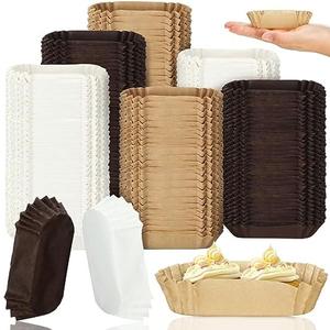 Mifoci Mini Oval Cupcake Papers Disposable Brownie Baking Cups Cake Loaf Pan Liners Boat Shaped Muffin Cupcake Wrappers for Weddings Birthdays