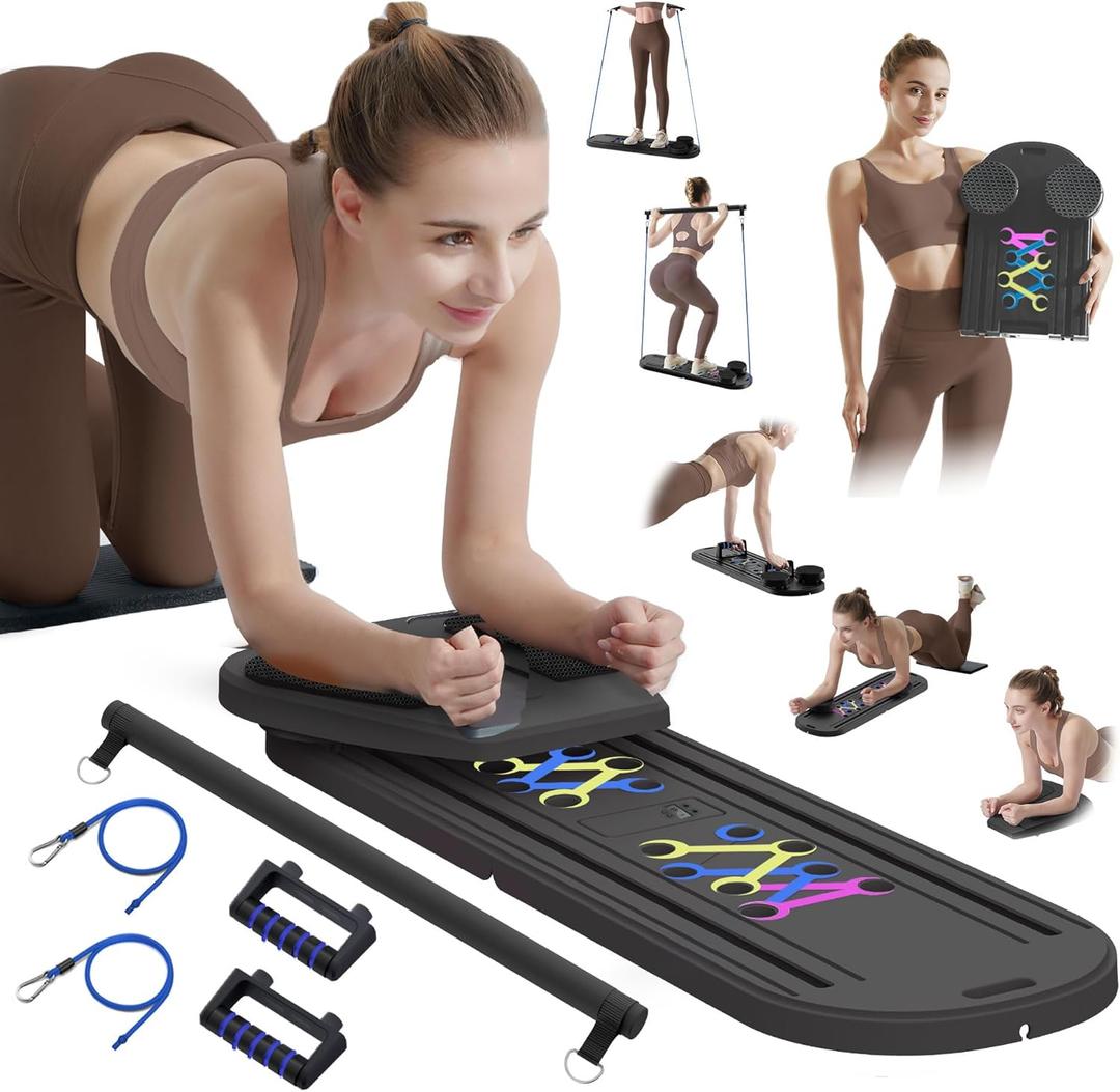 Pilates Board Pilates Reformer Set,15-in-1Pilates Board for Home Workout, Pilates Reformer Set for Core, Balance and Strength Training, Pilates Board for Women and Beginners