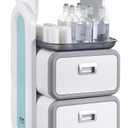 VEVOR 3 Tiers Lab Carts, Lab Utility Cart with 2 Drawers & 1 Top Tray, Mobile Medical Cart with ABS Material, Lab Rolling Cart with 4 Silent Wheels for Lab, Clinic, Hospital, Salon, White