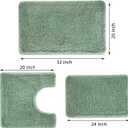 3 Pieces Luxury Bathroom Rug Set with U-Shaped Toilet Rug, Non-Slip Rubber Bottom, Thick Microfiber Fluffy Plush, Water absorption, Quick Dry, Ultra Soft, Bath Mats for Bathroom, Tub(Leaf Green)