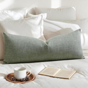OTOSTAR Linen Throw Pillow Cover Set of 1 Decorative Long Lumbar Pillowcase Rectangle Cushion Cover 14x36 Inch for Home Decor Sofa Bedroom Car 35 x 90CM Olive Green