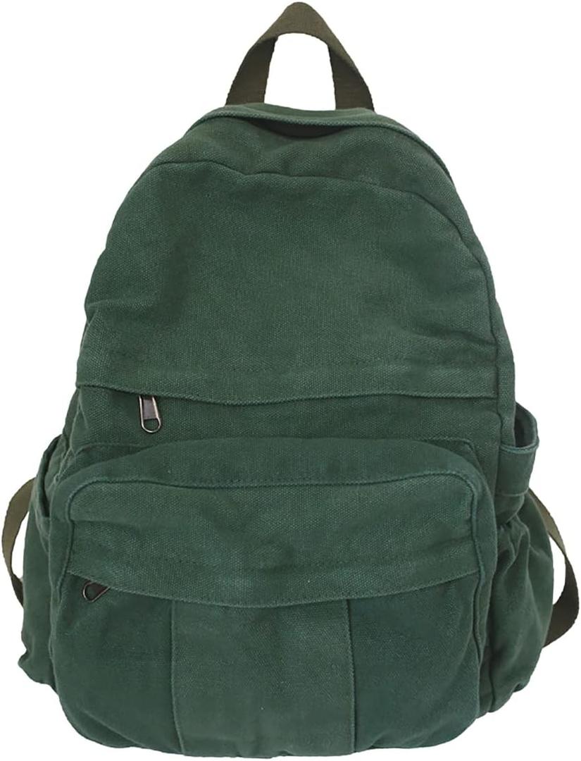Laptop Backpack for Women Travel Canvas Backpack for Women Vintage Green Aesthetic Backpack for School (13"x5.5"x16.1")