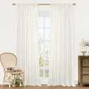 LAMIT Linen Semi Sheer Curtains 84 inch Long 2 Panels, Natural Ivory Soft Light Filtering Living Room Panels Rod Pocket Neutral Window Treatment Privacy Drapes for Bedroom/Farmhouse, 52 x 84 Inch