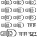 GardEasy 12 Pack D Rings Tie Down Anchors Hooks Heavy Duty 1/4" Trailer Anchor Lashing Rings 2400 lbs, Bracket Hooks Kit for SU,Camper,Van,Car,Boats, MotorcyclesSilver