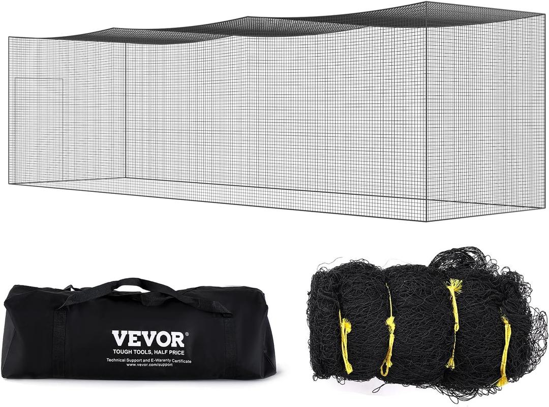 VEVOR Baseball Batting Netting, 35/55/70 FT Professional Softball Baseball Batting Hitting Training Net,Portable Pitching Cage Net with Door & Carry Bag, Heavy Duty Enclosed PE Netting (NET ONLY)