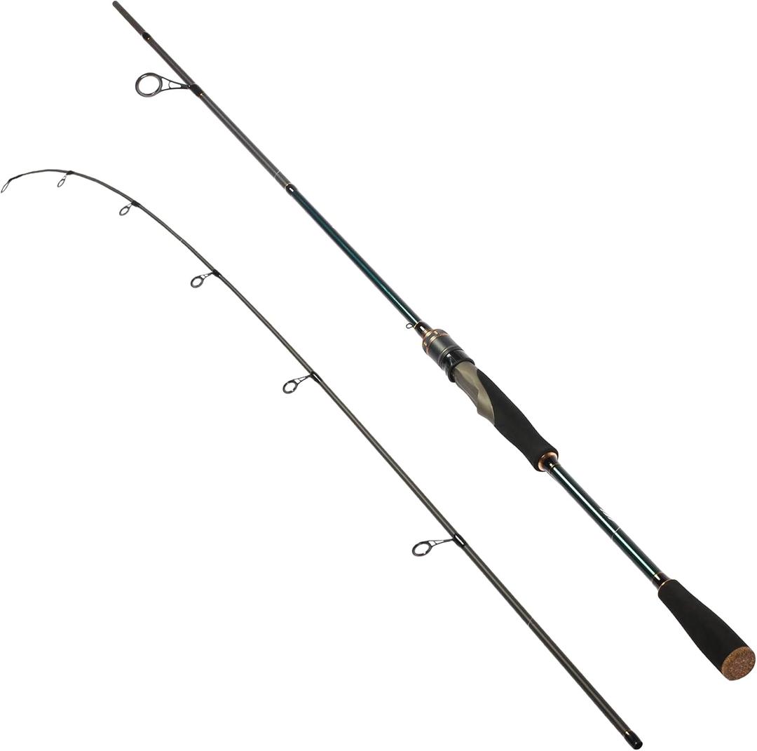 Eurasian Sports Medium Spin&Cast Fishing Rod Graphite Bass Fishing Rods Carbon 2 Piece Spinning Pole, Anti-tangling Guide Ring Portable Baitcasting Fishing Rods for Freshwater, Saltwater, Trout, Bass