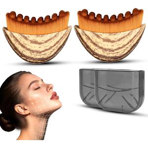 2026 New 2 Pcs Lymphatic Contour Face Brush,Lymphatic Drainage Massager for Chin & Neck, Jawline & Neck Lymphatic Massage Brush for Contouring, De-Puffing & Smoother Skin, Skin Firming 2 Pack