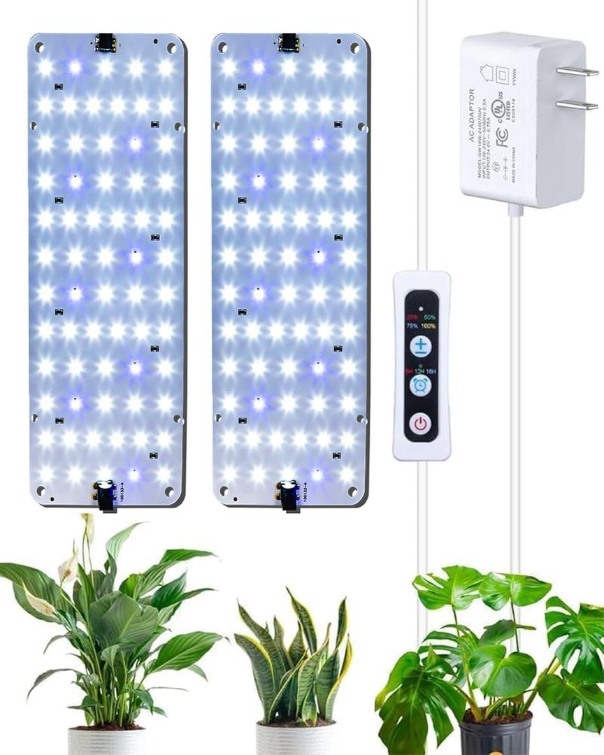 DOMMIA Grow Light, 20W Ultra-Thin Panel Grow Lights for Indoor Plants, High PPFD Full Spectrum, Dimmable, 6/12/16H Timer Auto on/Off, Suitable for Indoor Growing, Warm White, 1-Pack