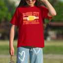 Football Shirts for Girls Boys Game Day Shirt Softball Season Kids Tee Print Short Sleeve Top (Red)
