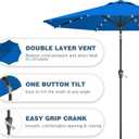 9FT Patio Umbrella with Solar Lights,Outdoor Market Umbrella with Tilt and Crank, LED Lighted Table Umbrella for Garden,Deck,Backyard,Pool,Beach (Royal blue)