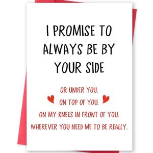 2 x Missonemi Funny Valentines Day Gifts for Him Her, Valentines Day Card for Men Women, Naughty Anniversary Birthday Card for Boyfriend Husband Fiance Girlfriend Wife Fiancee, I Promise to Always Be by Your Side
