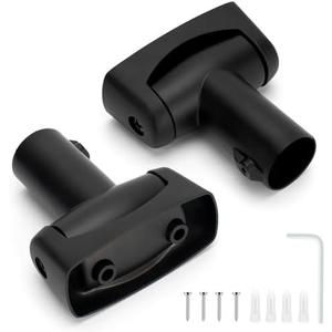 2pcs Shower Curtain Rod Bracket, Zinc Alloy Single Swivel Flange, Easy Installation Heavy Duty Black