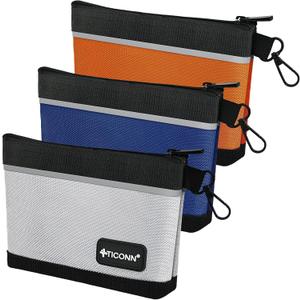 TICONN Tool Pouches with Zipper, 1680D Oxford Small Tool Bags, Waterproof Utility Bag Zipper Pouch for Tool Organizers and Storage (3 Pack Small)