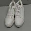 Women Wedges Sneakers with Hidden Heel Ankle High Platform Walking Shoes Fashion Bride Wedding Shoes (7.5, White-3" Heel-height)