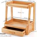 Lyellfe 2 Tier Bamboo Makeup Organizer, Bathroom Counter Organizer with Drawer, Multi-purpose Cosmetic Perfume Display Stand for Skincare, Lipstick, Jewelry, Brush, Easy Assembly