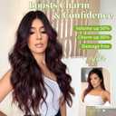 KooKaStyle Invisible Wire Hair Extensions with Transparent Headband Adjustable Size 4 Secure Clips Long Wavy Secret Wire Hairpiece 20 Inch Burgundy mix Dark Brown for Women