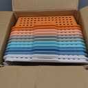 12 Pcs Plastic Classroom Storage Basket Bulk 14 x 10 In Turn in Paper Trays for Classroom A4 Size Colorful Storage Organizer Bin with Handles Stackable Container for Playroom Home Office School Supply