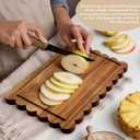 3 Pcs Acacia Wood Scalloped Cutting Board Set, Decorative Cutting Boards Bread Charcuterie Board for Cottagecore Kitchen Grandmillenial Decor Cheese Meat Fruit Bread Chopping Blocks (Classic Style)