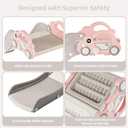 Indoor Kids Baby Couch Slide for Toddler 1-3, Sofa Slide Add-on Attachment for Bed Nugget Playgrounds, with Secure Base Guardrail, Gentle Slope Extended Buffer Zone, Fun Car Design, Pink