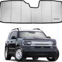 Custom Fit 2021-2025 Bronco Windshield Sun Shade for Ford Bronco 2021 2022 2023 2024 2025 - Upgraded 6-Layer Triple Laminate Core Front Window Shade - Accordion Folding Design with Storage Bag