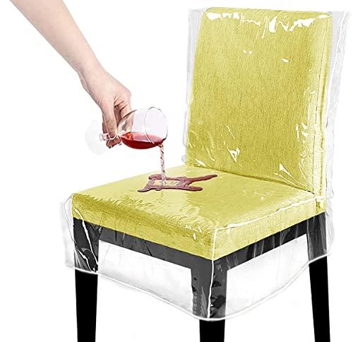 TRIDOK 2 Pack Plastic Dining Room Chair Covers, Water Proof Clear Chairs Cover for Kitchen and Outdoor, Vinyl Transparent Stool Seat Protectors for Cat, Toddler, Kids' Messes, No Dust/Spills