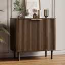IKALIFE Sideboard Buffet Cabinet with Storage 31.5" Walnut
Modern Fluted Accent Credenza with Doors, Wood Coffee Bar Console Table for Living Room, Dining Room, Kitchen or Entryway