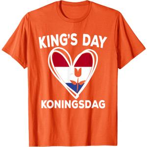 Kingsday Dutch Koningsdag Netherlands Kings Day Amsterdam T-Shirt (Small, Orange)