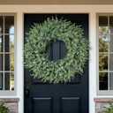 32'' Artificial Eucalyptus Wreath with Seeds for Front Door Decor(Green)