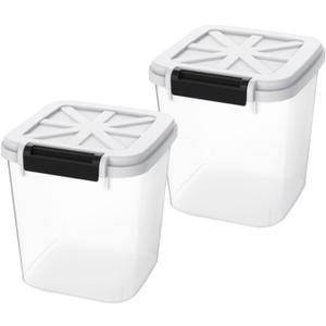 HANAMYA 20 LB Rice Storage Container with Measuring Cup, BPA free, For Rice | Grain | Pet Food | Flour, 2 count, Clear & Black