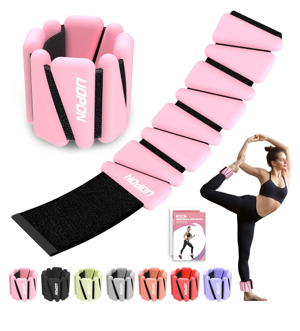 Wrist Ankle Weights for Women Set of 2, Adjustable Silicone Weighted Bangles, Wearable Ultra-durable Strips Weight Bracelet 2 lbs/4 lbs for Yoga, Pilates, Barre, Walking, Arm & Leg Workout