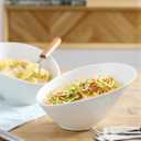 DOWAN 23 OZ Slanted Salad Bowl Packs - 9.5" Angled Serving Bowl for Salad, Pasta, Fruit, Sauce - Ceramic White Bowls for Restaurant, Daily Use - Dishwasher & Microwave Safe