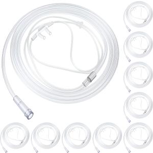 10 Pack 7Ft Adult Oxygen Nasal Cannula, Soft Oxygen Tubing for Adult, Cannula Nasal Tubing with Soft Curved Nose Piece, High Flow Lightweight Tube(Transparent)
