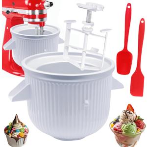 Ice Cream Maker Attachment for KitchenAid 4.5-5Qt Stand Mixer,2 Quart Frozen Yogurt Ice Cream & Sorbet Gelato Maker Bowl Compatible with 4.5 Qt and 5-6Qt Bowl-Lift,Not for Artisan Mini 3.5Qt Mixer