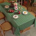 SASTYBALE Christmas Vinyl Tablecloth with Flannel Backing Checkered Plaid Plastic Tablecloths Waterproof & Oil Proof Wipeable Table Cover for Winter, Xmas Holiday(Green, 52"x70"(4-6 Seats))