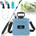 BlumWay Battery Powered Sprayer 2 Gallon,Powerful Electric Sprayer with 3 Mist Nozzles, Retractable Wand, Garden Water Spray with Adjustable Shoulder Strap for Lawn,Gardening (1-Blue)