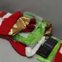 Christmas Green Furry Monster Santa Costume for Men 8 PCS Deluxe Adult Santa Suit Xmas Holiday Outfit Set Include Mask 2XL (XX-Large)