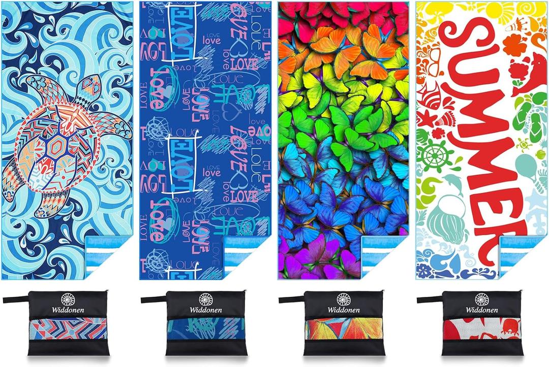 Widdonen Microfiber Lightweight Beach Towel Sand Free Quick Dry Absorbent Thin Compact Towels for Swimming Pool Camping Beach Accessories Large Easy Pack Travel Things for Vacation Essentials Gift