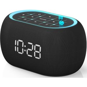 ANJANK Alarm Clock FM Radio with Bluetooth Speaker, Hi-Fi Stereo Sound, 0-100% Dimmer,7 Clolors Night Light, 8 Wake Up Sounds,16-Level Volume, Small Digital Clock with Sleep Timer for Bedroom Bedside