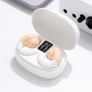 Open Ear Earbuds Sport Clip On Open Ear Headphones Bone Conduction Earbuds Cycling Running Workout Ear Buds Wireless Headphones Bone Conducting Earbud Gaming Gym Bluetooth Earbud Earphones (Beige1)