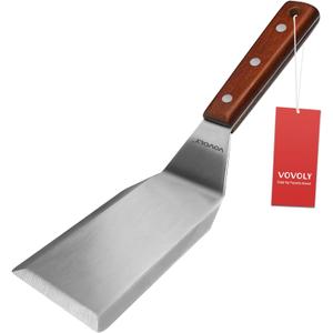 Professional Metal Spatula for Cast Iron Skillets and Flat Top Grills, Full Tang Wooden Handle,1.8mm Thick Stainless Steel Blade, Smash Burger Spatula Turner for Flipper, Cooking, BBQ, 4.7 x 2.7 Inch