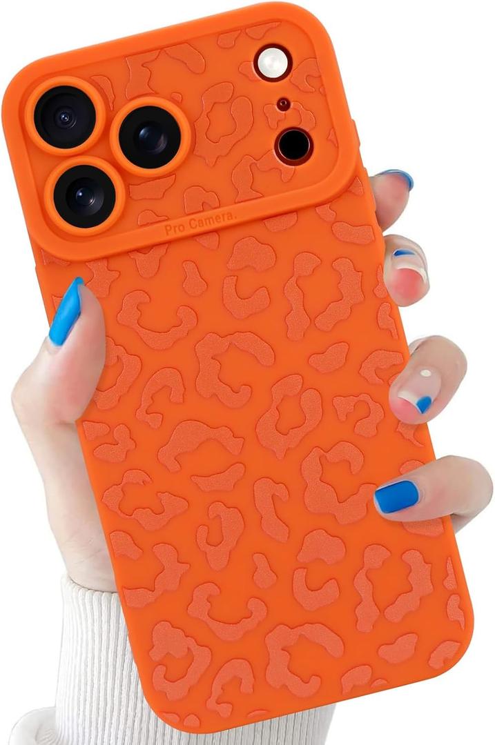 tharlet Compatible with iPhone 17 Pro Leopard Case Shockproof Soft TPU Military Grade Drop Protection Cheetah Print Women Girls Case for iPhone 17 Pro 6.3'' Orange Leopard